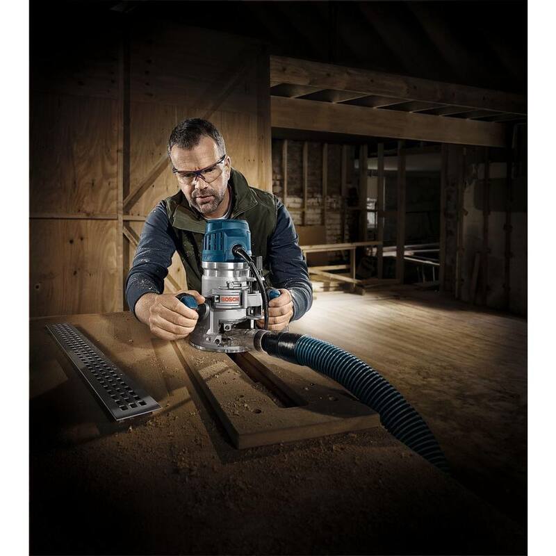 Bosch 15 Amperios 3-1/2 pulgadas 2.3 HP Enrutador de base fija eléctrico con cable y kit de control de velocidad variable con gatillo - MRF23EVS.