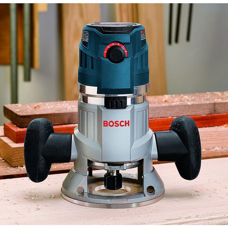 Bosch 15 Amperios 3-1/2 pulgadas 2.3 HP Enrutador de base fija eléctrico con cable y kit de control de velocidad variable con gatillo - MRF23EVS.