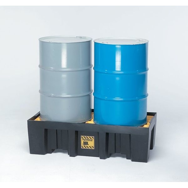 Zoro Select Spill Pallet, 2 Drums, 2,000 lb Load Capacity, High Density Polyethylene - 1620P