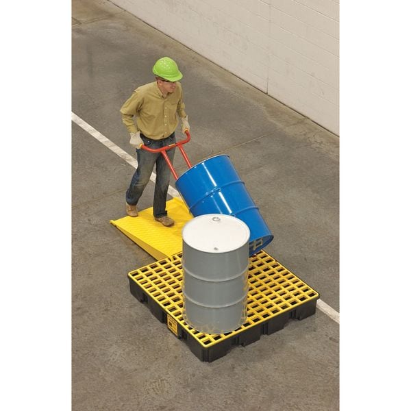Zoro Select Spill Pallet, 2 Drums, 2,000 lb Load Capacity, High Density Polyethylene - 1620P