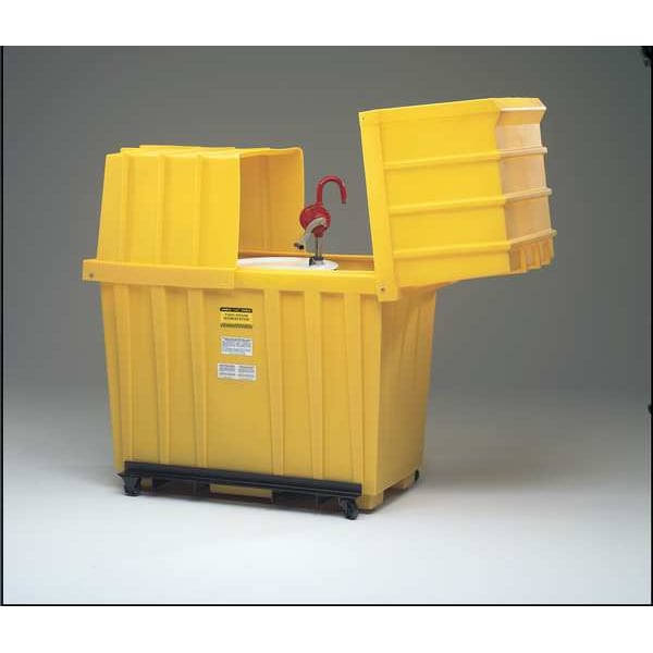 Eagle Mfg 2 Drum High Profile Workstation, 220 Gallon Sump Capacity, Without Drain, Yellow - 1628 - 1628