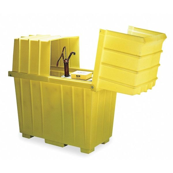 Eagle Mfg 2 Drum High Profile Workstation, 220 Gallon Sump Capacity, Without Drain, Yellow - 1628 - 1628
