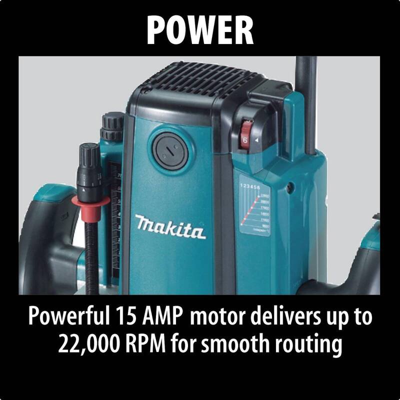 Enrutador de inmersión con cable de 15 amperes y 3-1/4 HP - RP1800 de Makita