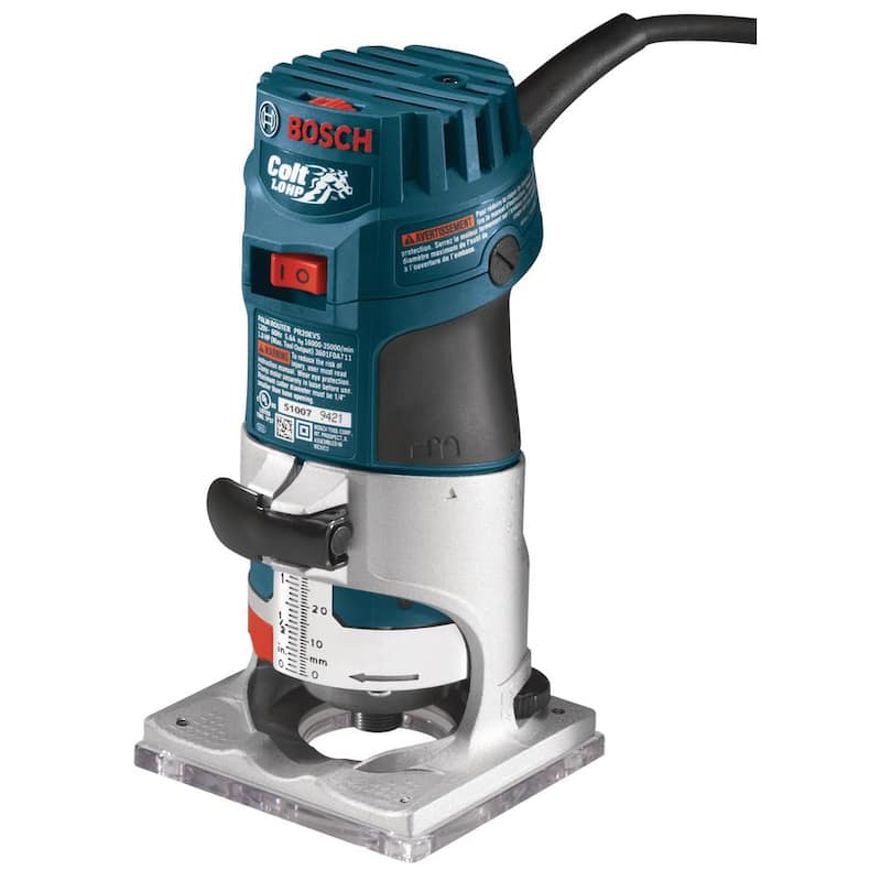 Enrutador de base fija con velocidad variable de 5.6 amperes y 1.0 HP de Bosch de 120 volts - PR20EVS