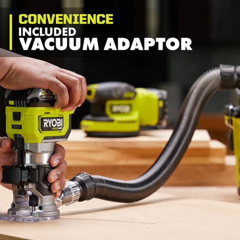 RYOBI ONE+ HP 18V Router Inalámbrico Compacto sin Escobillas Kit con batería de alto rendimiento de 2.0 Ah y cargador - PBLRR01K1