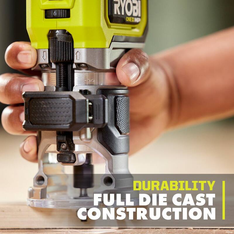 RYOBI ONE+ HP 18V Router Inalámbrico Compacto sin Escobillas Kit con batería de alto rendimiento de 2.0 Ah y cargador - PBLRR01K1