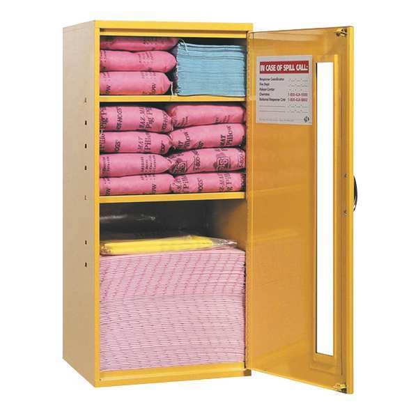 Pig Spill Kit, 10 gal Volume Absorbed per Kit, Not Applicable Capacity, Wall Cabinet, Yellow, 142 - KIT315