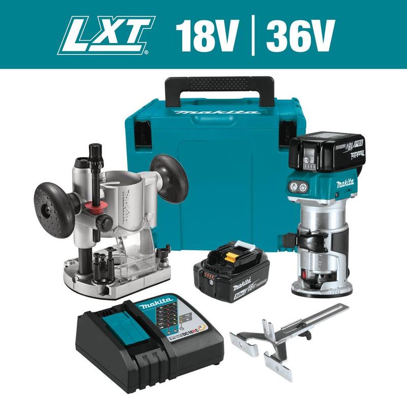 Kit de enrutador compacto inalámbrico sin escobillas de 18V LXT de 5.0 Ah de iones de litio - XTR01T7