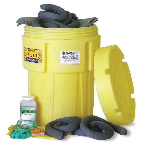 Enpac Spill Kit, 41 gal Volume Absorbed per Kit, 65 gal Capacity, Drum, Yellow, 83 - 1362-YE