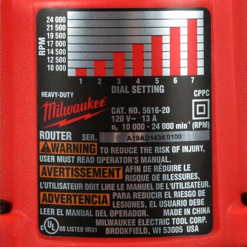 Enrutador Milwaukee de 13 amperes con cable y 2-1/4 pulgadas de potencia máxima EVS BodyGrip - 5616-20