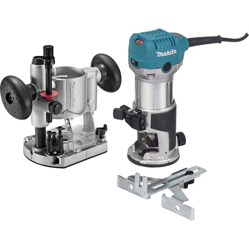 Kit de enrutador compacto con base de inmersión con cable de 6.5 amperios y 1-1/4 HP de velocidad variable de Makita, con casquillo, base, guía recta, (2) llaves - RT0701CX7