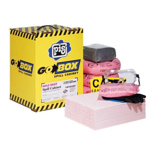Pig Spill Kit, 6 gal Volume Absorbed per Kit, Box, Yellow, 78 - KIT390
