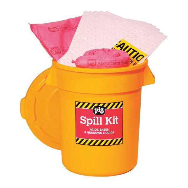 Pig Spill Kit, 11 gal Volume Absorbed per Kit, 20 gal Capacity, Can, Yellow, 30 - KIT3300
