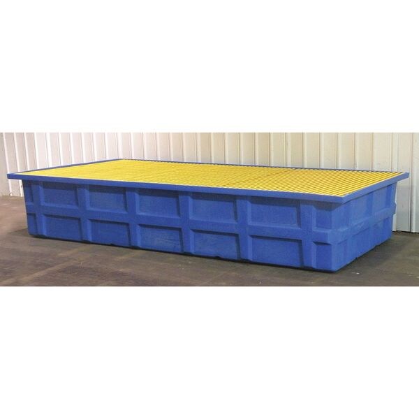 Denios Spill Pallet, 385 gal Spill Capacity, 2 Drums, 10,000 lb Load Capacity, Polyethylene - K22-0452