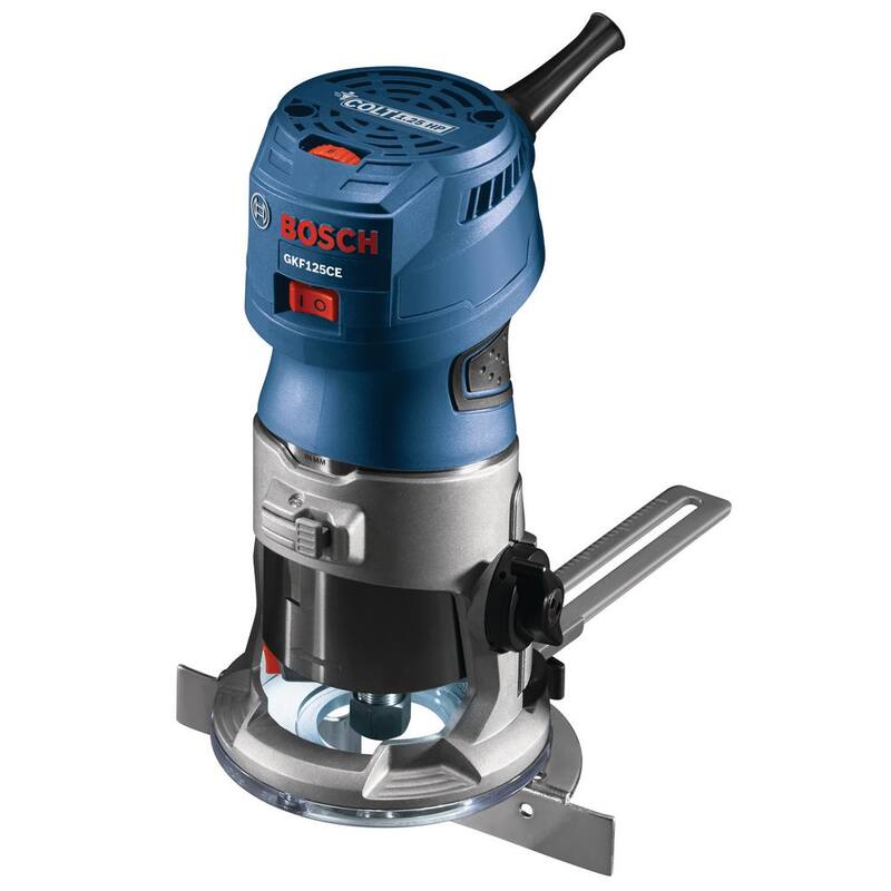 Kit de enrutador de palma con base fija y velocidad variable de 7 amperios y 1-1/4 HP - GKF125CEK de Bosch.