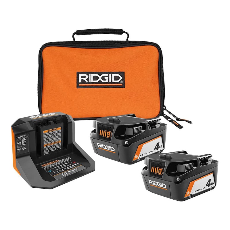 Router de base fija compacto brushless Ridgid 18V OCTANE con accesorios, (2) Baterías de 4.0 Ah, Cargador y Bolsa - R860443B-AC93044SBN.
