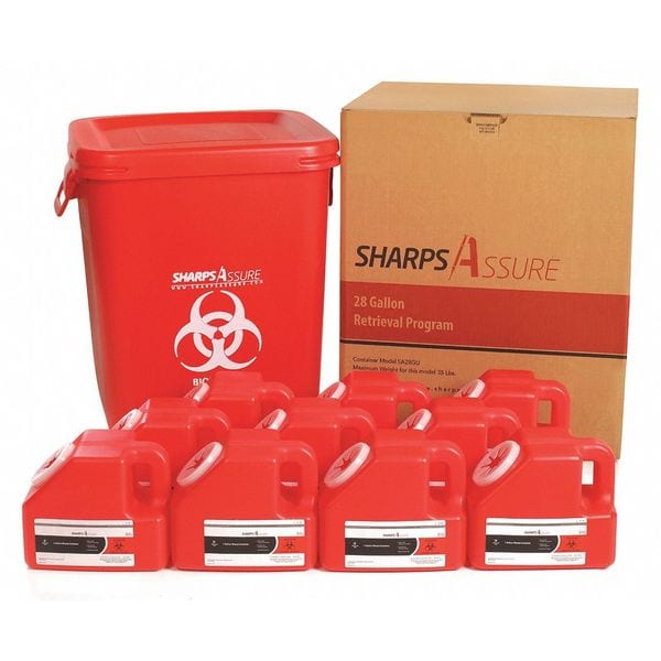 Sharps Assure Sharps Container, 1-1/4 gal., Red, Snap Lid - SA28GU-1G