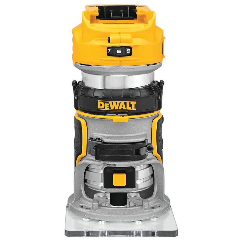 Enrutador compacto inalámbrico DEWALT 20V Max XR de ion de litio sin escobillas con base fija y paquete de batería de 20V de ion de litio 5.0Ah Powerstack - DCW600BWDCBP520