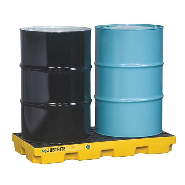 Justrite Spill Deck, 24 gal Spill Capacity, 2 Drums, 2,500 lb Load Capacity, Recycled Polyethylene - 28654