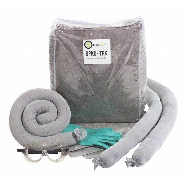 Spilltech Spill Kit, 9 gal Volume Absorbed per Kit, Bag, Clear, 28 - SPKU-TRK
