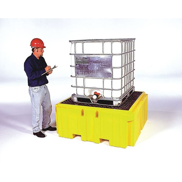Ultratech IBC Still Containment Unit, for (1) IBC, 62 in L x 62 in W x 28 in H, 8500 lb Load Capacity, Yellow - 1157