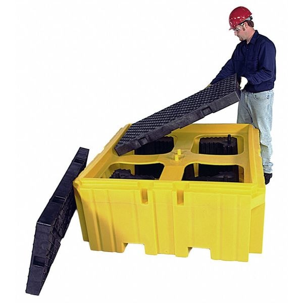 Ultratech IBC Still Containment Unit, for (1) IBC, 62 in L x 62 in W x 28 in H, 8500 lb Load Capacity, Yellow - 1157