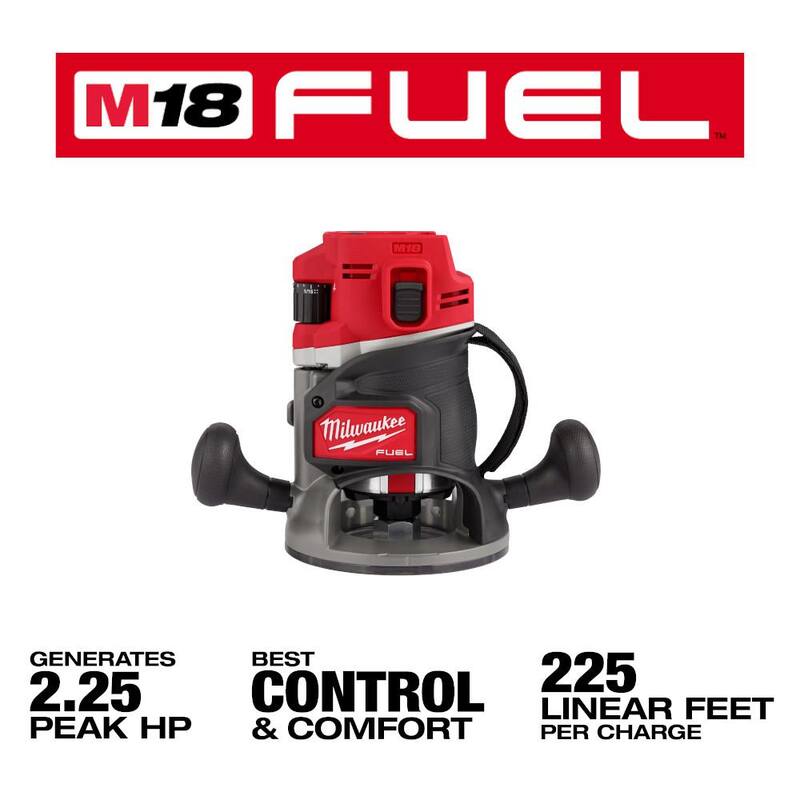 Enrutador inalámbrico Milwaukee M18 FUEL de 18V de ion de litio sin escobillas de 1/2 pulgada (herramienta solamente) con adaptador de guía - 2838-20-48-11-2838