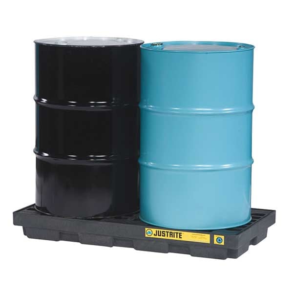 Justrite Spill Deck, 24 gal Spill Capacity, 2 Drums, 2,500 lb Load Capacity, Recycled Polyethylene - 28655