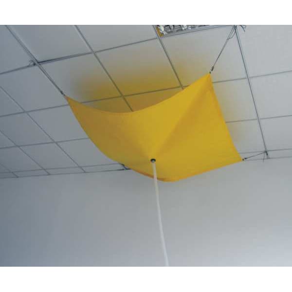 Zoro Select Roof Leak Diverter, PVC Laminated Polyester, 2 1/2 x 2 1/2, .32mm Thick, Yellow - 42X293
