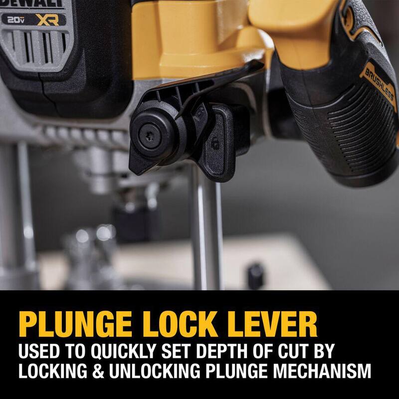 Enrutador sumergible inalámbrico sin escobillas DEWALT 20-Volt MAX XR de 2-1/4 caballos de fuerza pico de iones de litio con paquete de batería 20-Volt MAX XR 8.0 Ah - DCW620BWDCB2108