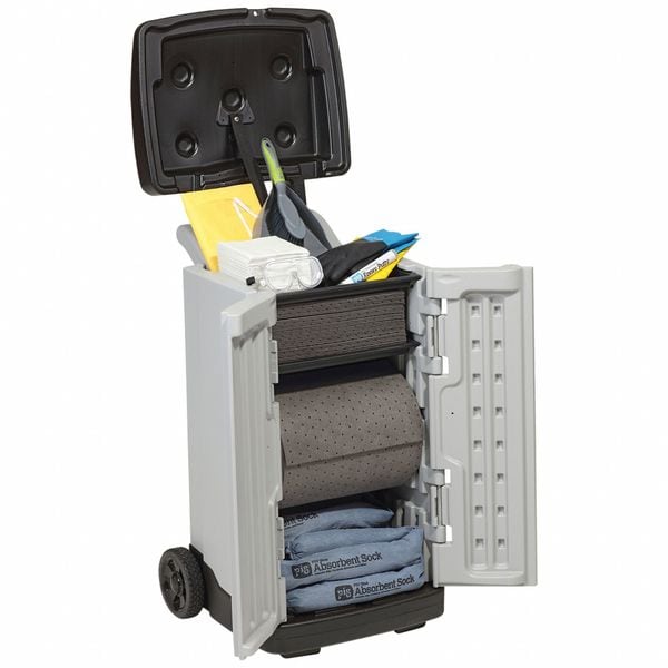Pig Spill Kit, 20 gal Volume Absorbed per Kit, 20 gal Capacity, Cart, Gray - KIT2901