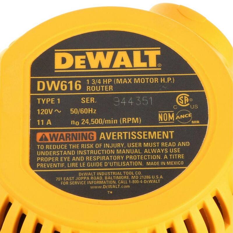 Kit de Combo de Router Fijo / de Inmersión DEWALT de 11 Amperes con Base Fija de 1-3/4 Caballos de Fuerza - DW616PK