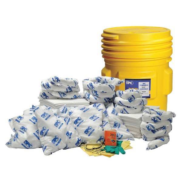 Brady Spill Kit, 63 gal Volume Absorbed per Kit, 65 gal Capacity, Drum, Yellow - SKO65