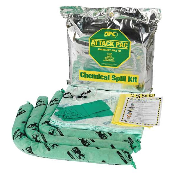 Brady Spill Kit, 7 gal Volume Absorbed per Kit, 7 gal Capacity, Bag, Silver, 22 - SKH-ATK