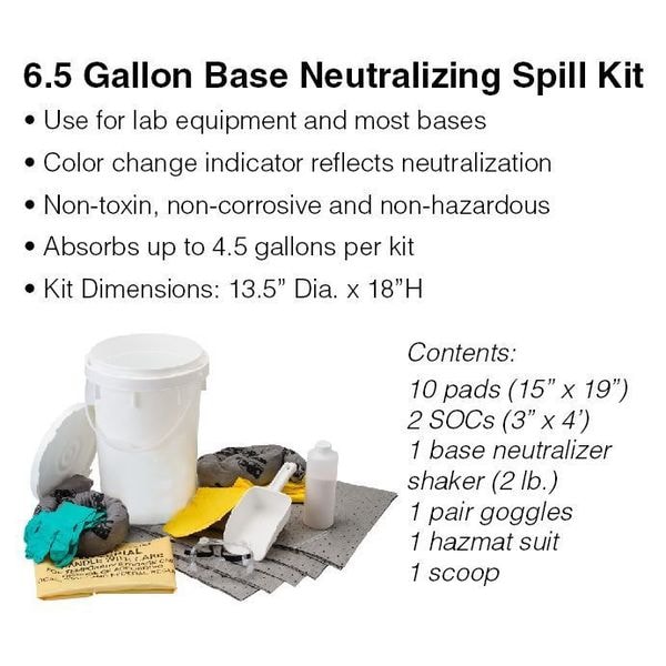Brady Spill Kit, 5 gal Volume Absorbed per Kit, 6 1/2 gal Capacity, Bucket, White - SKA-BKTBASE