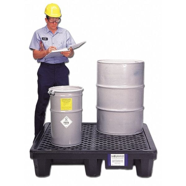 Ultratech Spill Pallet, 66 gal Spill Capacity, 4 Drums, 3,000 lb Load Capacity, Polyethylene - 1112