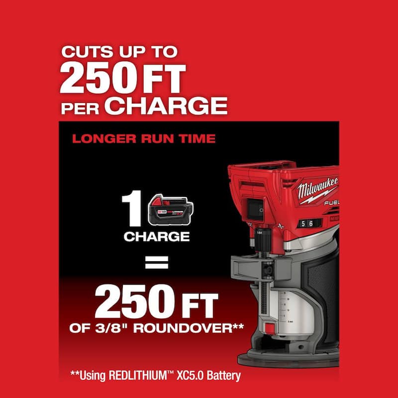Enrutador compacto inalámbrico Milwaukee M18 FUEL de 18 voltios de iones de litio sin escobillas, sierra de calar y lijadora de banda - 2723-20-2737-20-2832-20