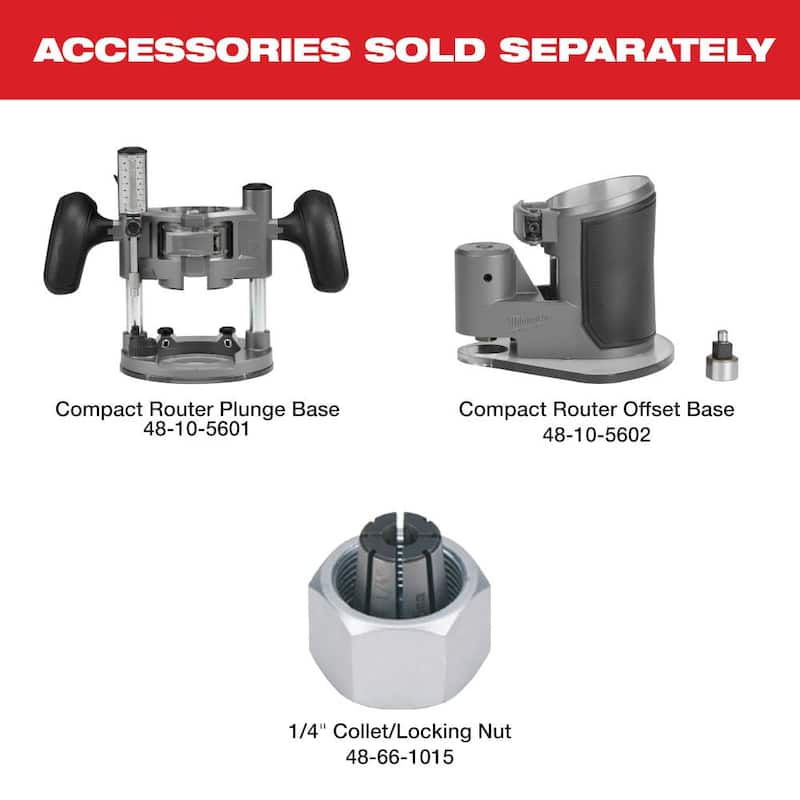 Enrutador compacto inalámbrico Milwaukee M18 FUEL de 18 voltios de iones de litio sin escobillas, sierra de calar y lijadora de banda - 2723-20-2737-20-2832-20