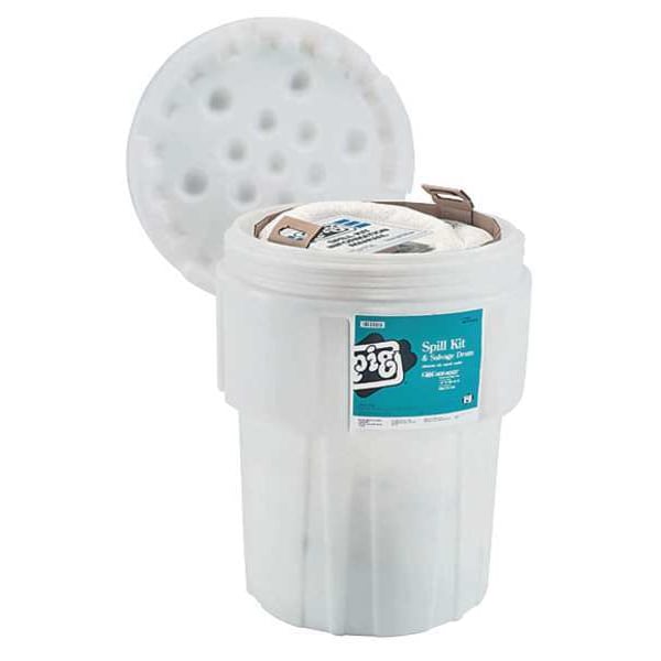 Pig Spill Kit, 39 gal Volume Absorbed per Kit, 65 gal Capacity, Drum, White, 69 - KIT443