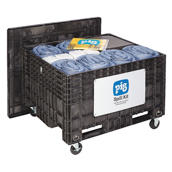 Pig Spill Kit, 143 gal Volume Absorbed per Kit, Not Applicable Capacity, Chest, Black, 501 - KIT204