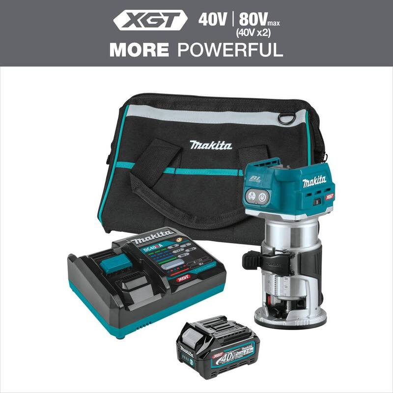 Kit de enrutador compacto inalámbrico sin escobillas Makita 40V max XGT, 2.5Ah - GTR01D1