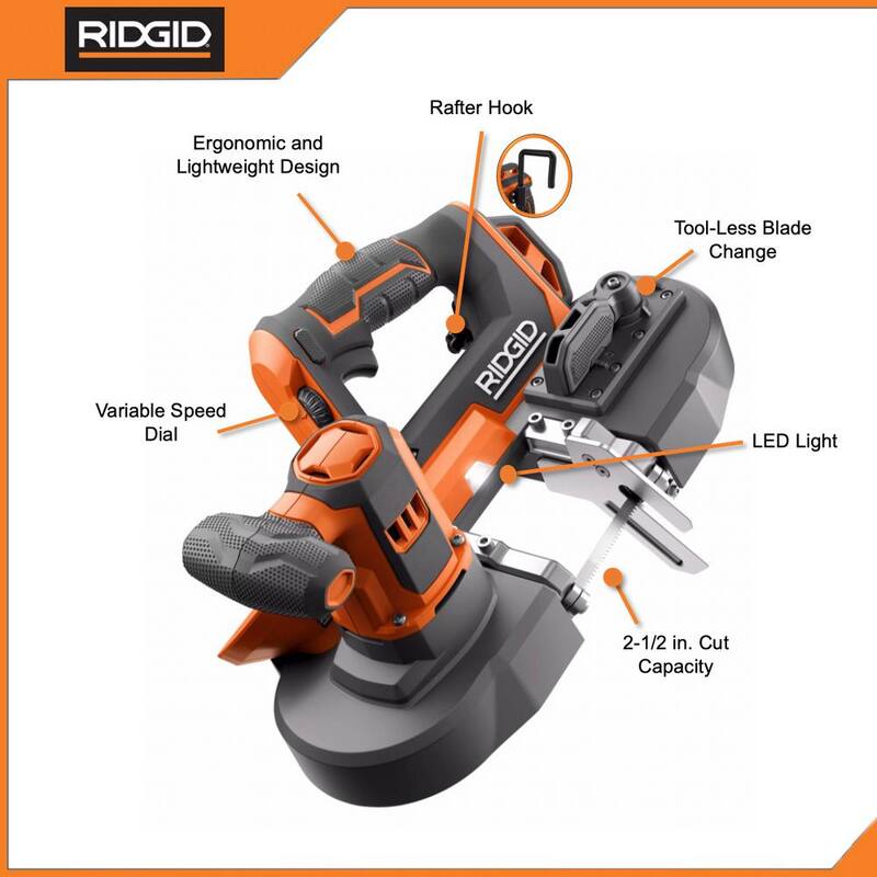 Kit de combinación de 2 herramientas inalámbricas RIDGID de 18V con sierra de banda compacta y enrutador de base fija compacto sin escobillas OCTANE (solo herramientas) - R8604B-R860443B
