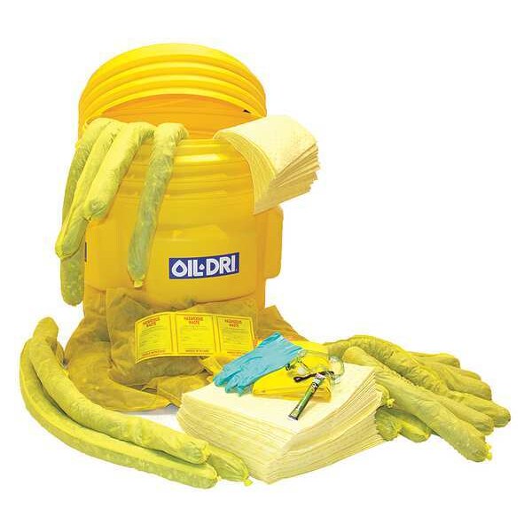 Oil-Dri Spill Kit, 78 gal Volume Absorbed per Kit, 95 gal Capacity, Drum, Yellow - L90415G