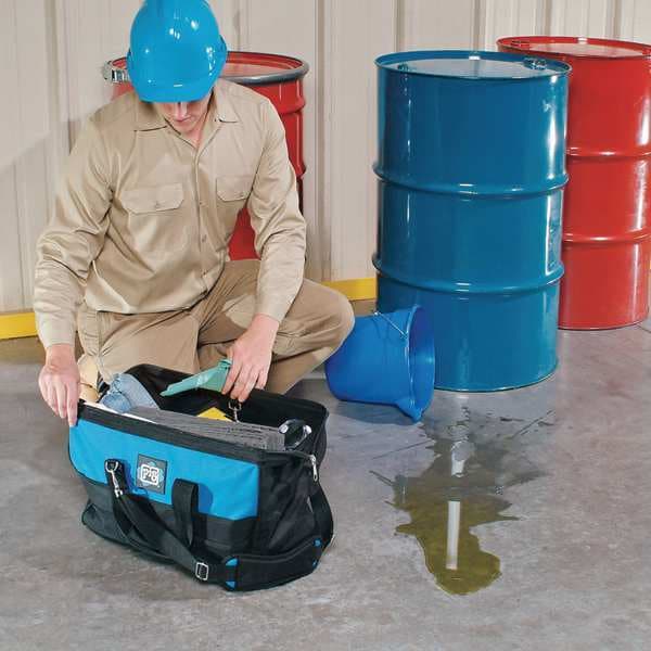 Pig Spill Kit, 6 gal Volume Absorbed per Kit, Bag, Black/Blue, 28 - KIT283