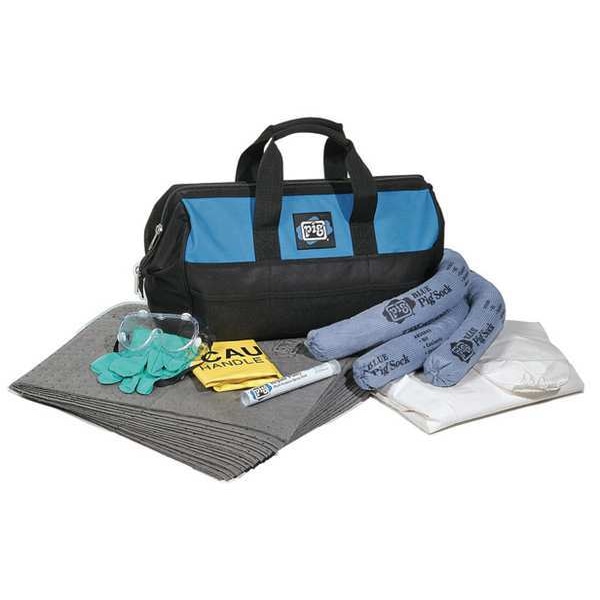 Pig Spill Kit, 6 gal Volume Absorbed per Kit, Bag, Black/Blue, 28 - KIT283
