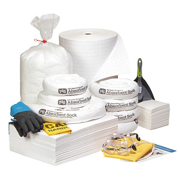 Pig Spill Kit Refill, 43 gal Volume Absorbed per Kit, Not Applicable Capacity, Box, White, 1 - RFL821