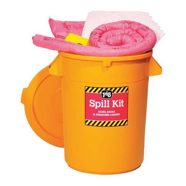 Pig Spill Kit, 21 gal Volume Absorbed per Kit, 32 gal Capacity, Can, Yellow, 46 - KIT3400