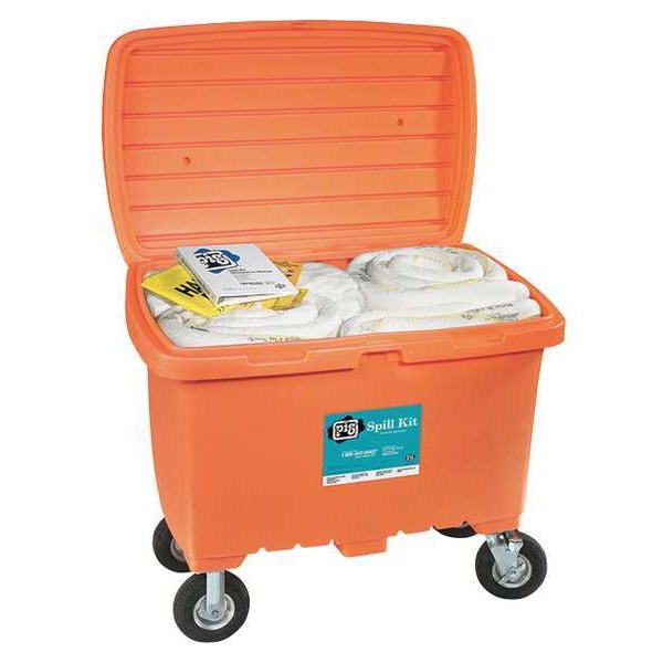 Pig Spill Kit, 74 gal Volume Absorbed per Kit, 112 3/16 gal Capacity, Chest, Orange, 139 - KIT480-OR