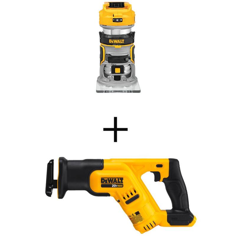 enrutador sin cable y sierra reciproca compacta de 20V MAX XR de DEWALT con tecnología de iones de litio (solo herramientas) - DCW600BW387