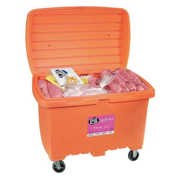 Pig Spill Kit, 74 gal Volume Absorbed per Kit, 112 3/16 gal Capacity, Chest, Orange, 151 - KIT379-OR